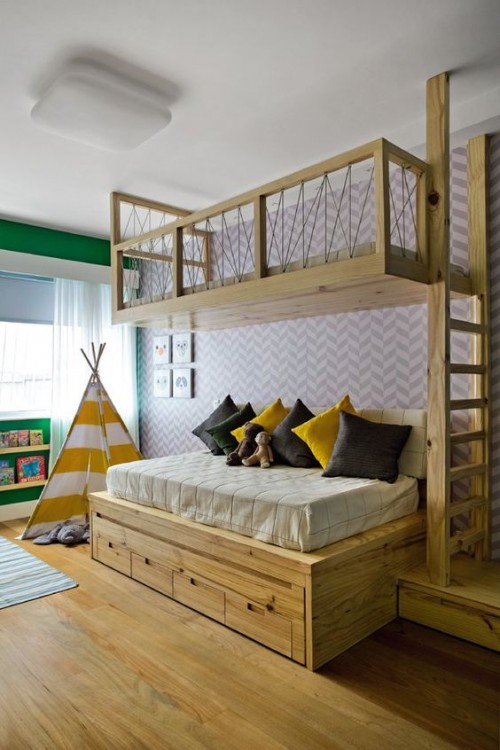 A cama em quarto de criança